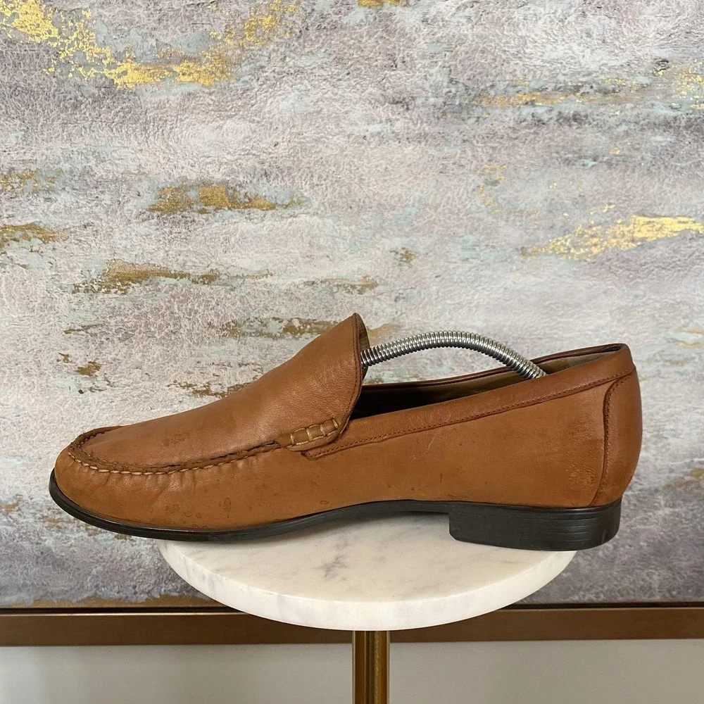 Johnston & Murphy Shoes Mens Size 11.5 Brown Leather Slip On Loafers 20-8470